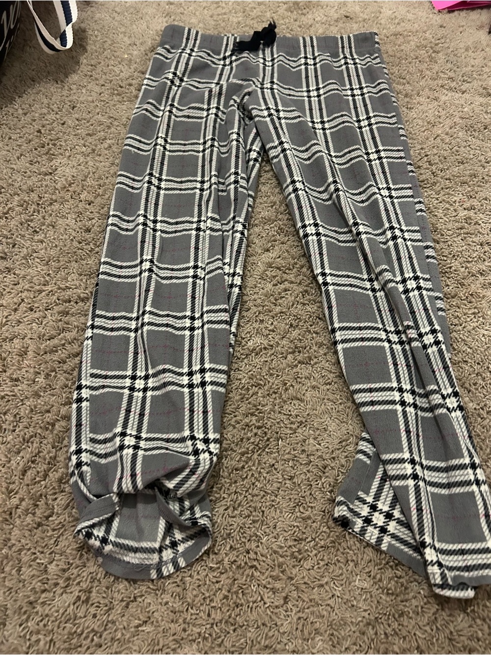 Nautica Gray Plaid Sleep Pants with Subtle Pink Accents